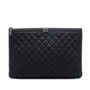 Pre-Loved Chanel Large Quilted Caviar Boy O Case Clutch